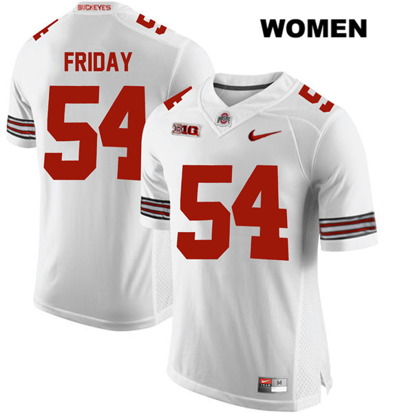 Ohio State Buckeyes Women's Tyler Friday #54 White Authentic Nike College NCAA Stitched Football Jersey AY19Q05RF